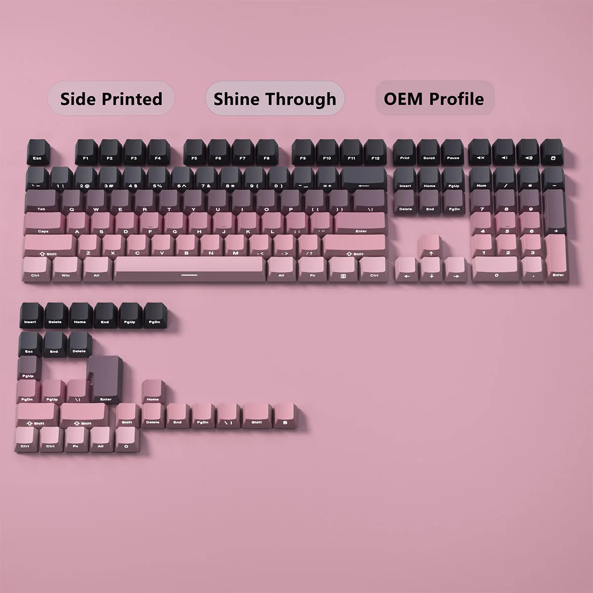 VectaGrid Spectrum Collection | Side-Glow Gradient PBT Keycaps