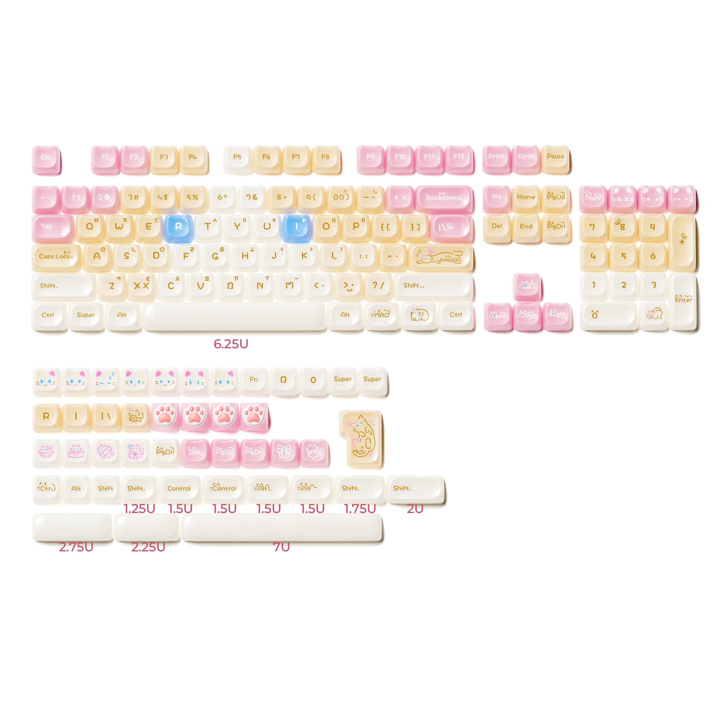 VectaGrid Nekos | 148-Key MAO Profile Glossy Cat Keycap Set